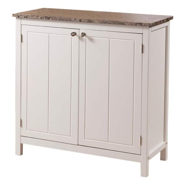 Kings Brand Furniture White With Marble, Storage Cabinet With Doors For Kitchen