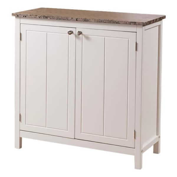 Kings Brand Furniture White With Marble Finish Top Kitchen Storage Cabinet 2431k The Home Depot