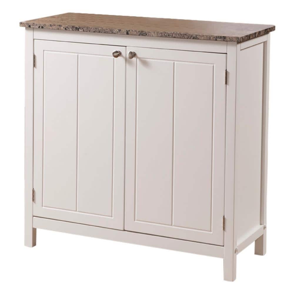 Kings Brand Furniture White with Marble Finish Top Kitchen Storage SDK1342 The Home Depot