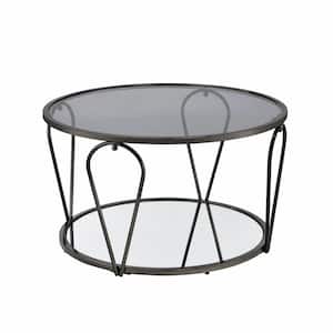 Orrum 31 in. Gray Round Glass Coffee Table