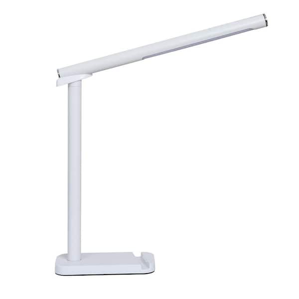 14.8 in. White LED Table Lamp 360°Adjustable USB Charging Port, 5 Light Modes Dimmable Brightness