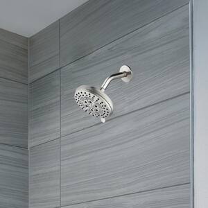Mills Modern 7 in. Wall Mounted 6-Function Fixed Showerhead for Bathroom, Satin Nickel