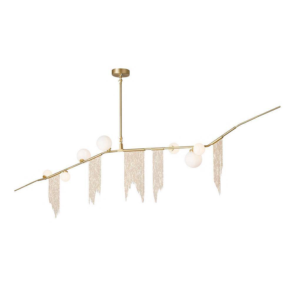 Gold and White Glass Globe Plug-in Drum Chandelier