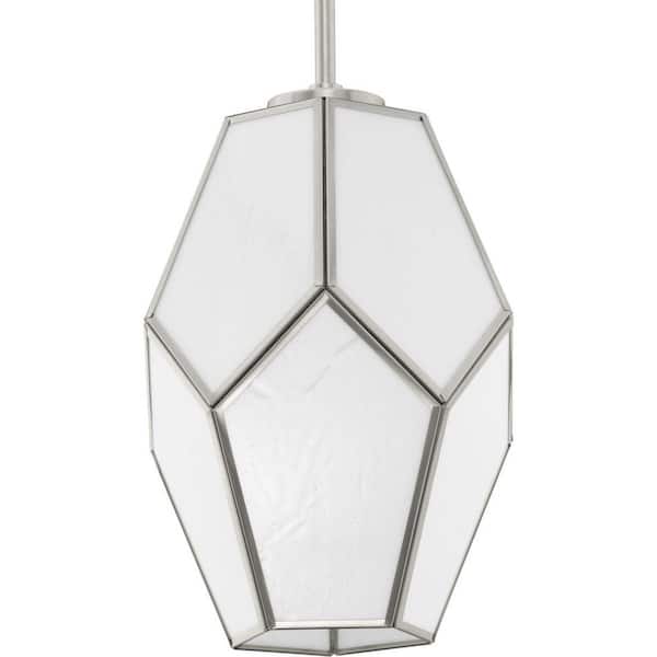 Progress Lighting Latham 100-Watt 1-Light Brushed Nickel Contemporary Pendant with Geometrical Frame