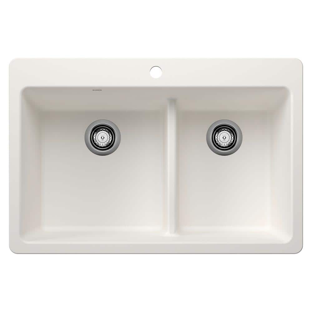 Liven SILGRANIT 33 in. Drop-In/Undermount Double Bowl Granite Composite Kit
