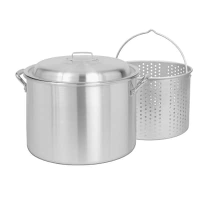 20 qt. Aluminum Stock Pot in Stainless Look with Lid