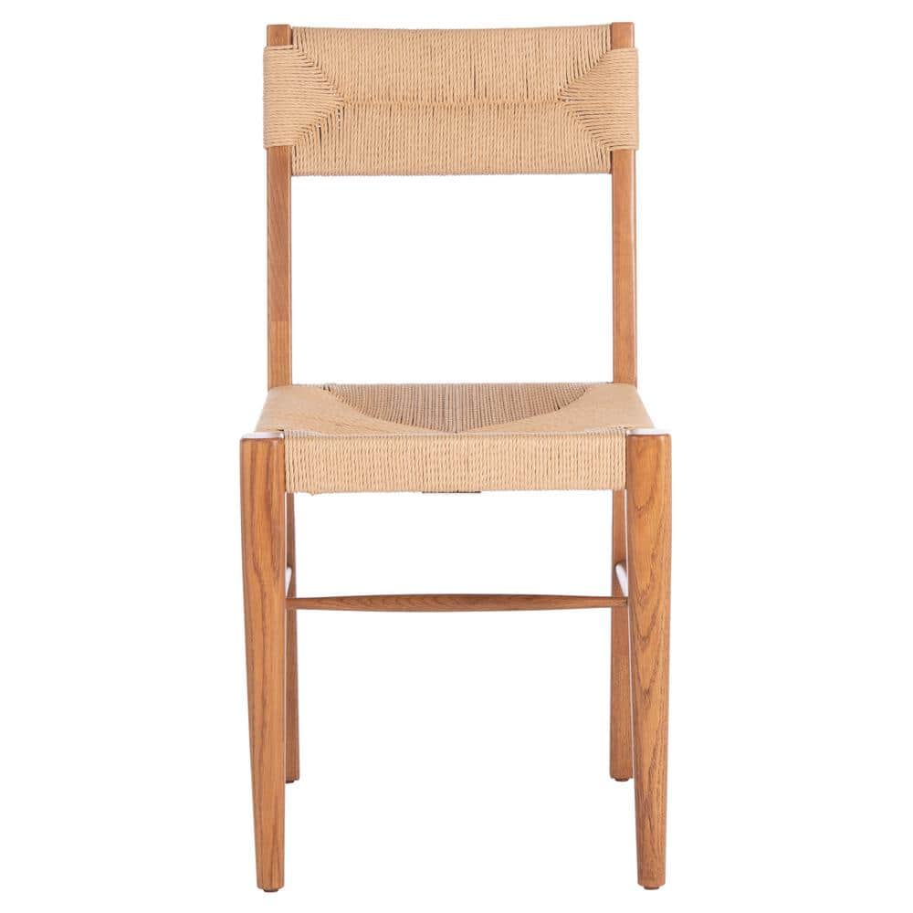 Coastal Farmhouse Black Rattan and Cane Slat Side Chair