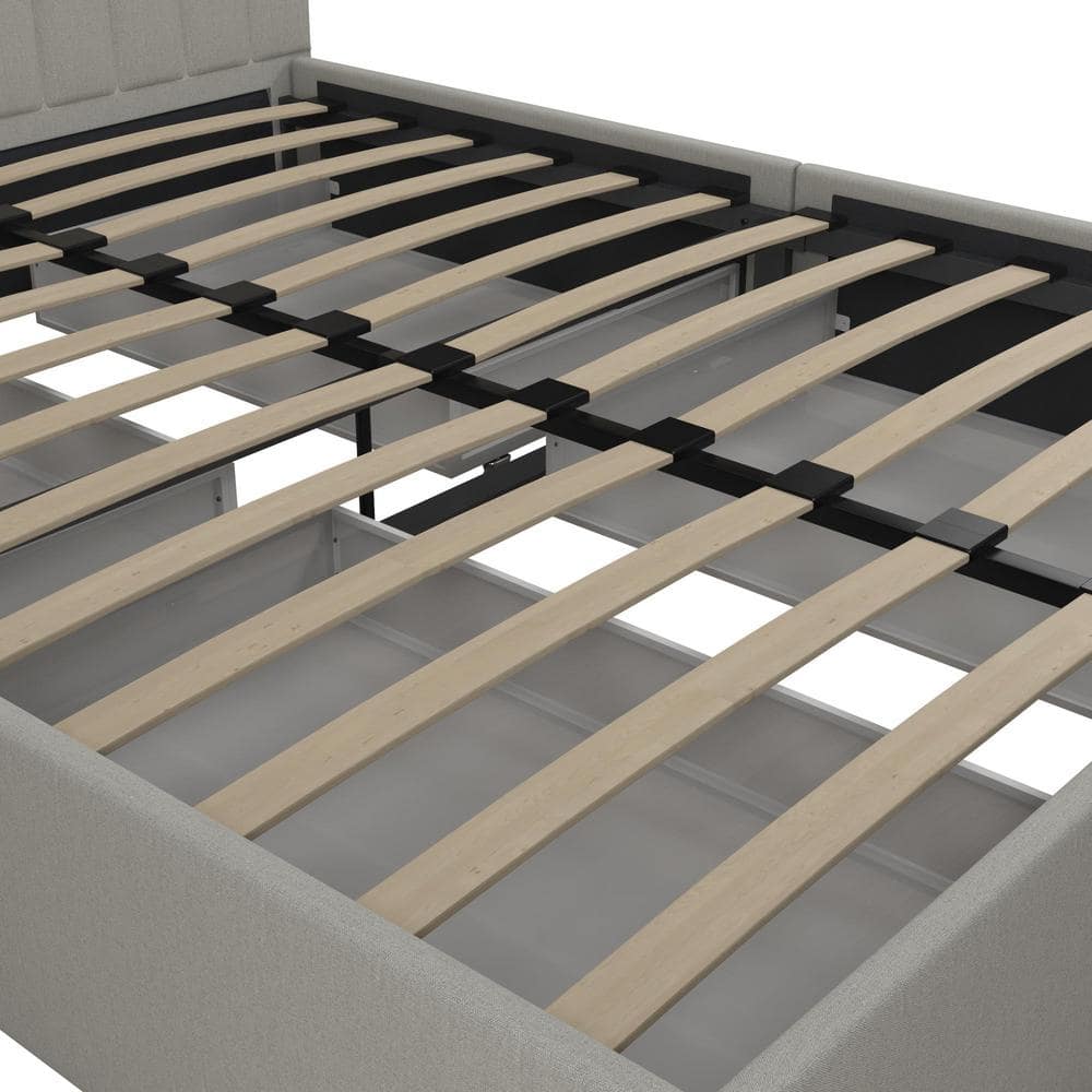 Brittany Modern Full Gray Upholstered Bed with Storage Drawers
