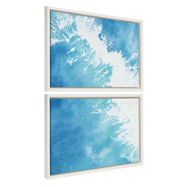 2-Piece Sylvie "Into the Blue 1 and 2" by Julie Maida Ocean Framed Art Print Set 18 in. x 24 in.