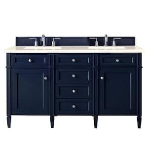 Brittany 60 in. W x 23.5 in. D x 34 in. H Double Bath Vanity in Victory Blue with Marfil Quartz Top