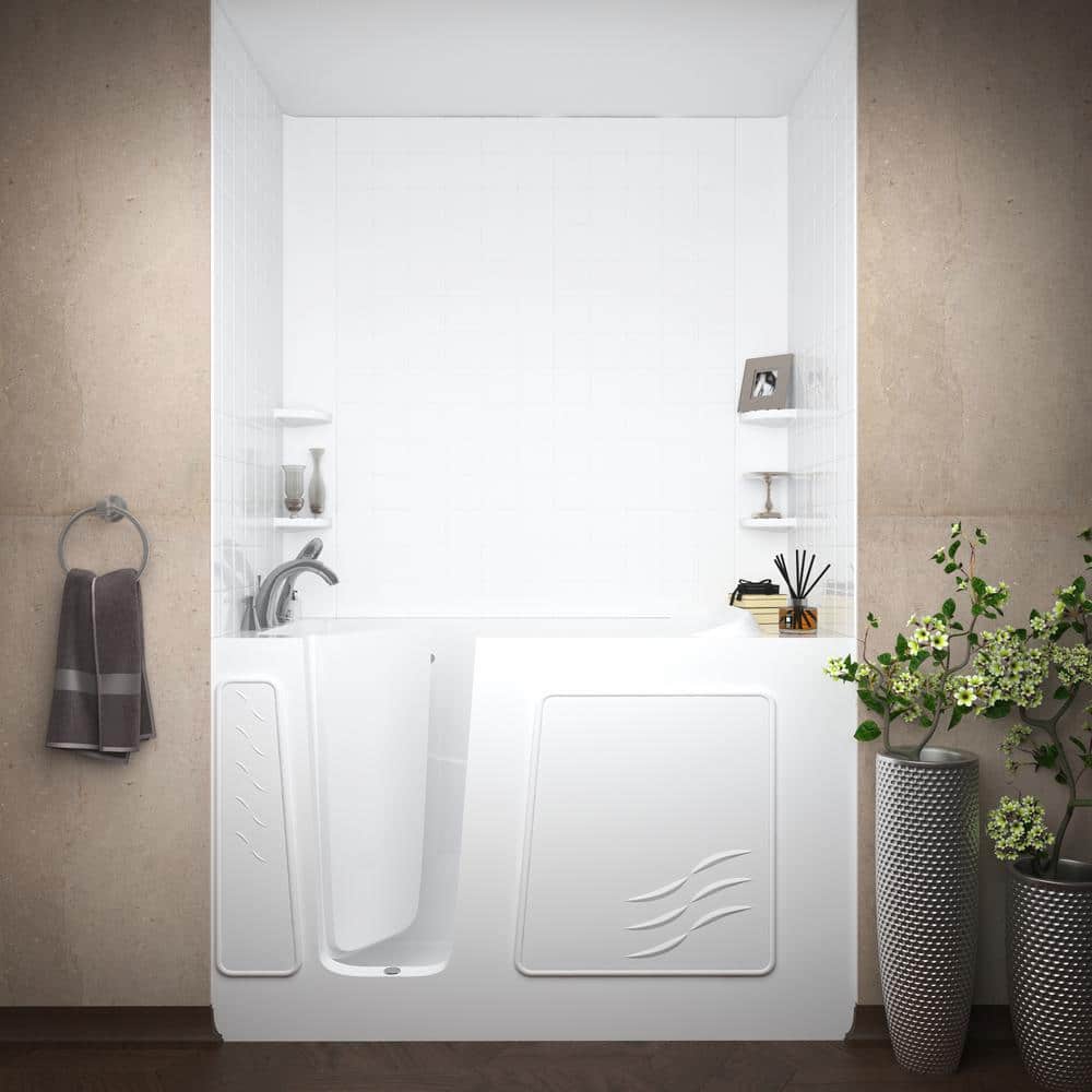 Tucson 60'' x 30'' White Fiberglass Walk-in Air Bathtub with Faucet