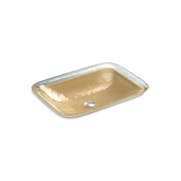 KOHLER Inia 20-5/8 in. Drop-In Glass Bathroom Sink Opaque Sandalwood K ...