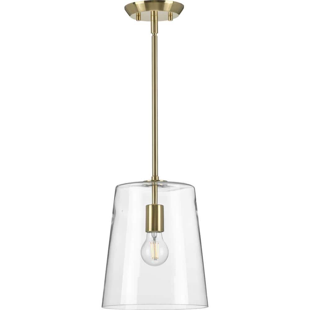 Clarion Satin Brass and Clear Glass Pendant Light