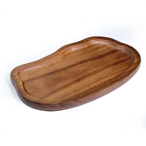 Natural Wood Salt and Pepper Mill Tray with Cloud-Shaped Design, 7.5 x 4.2 in Countertop Organizer