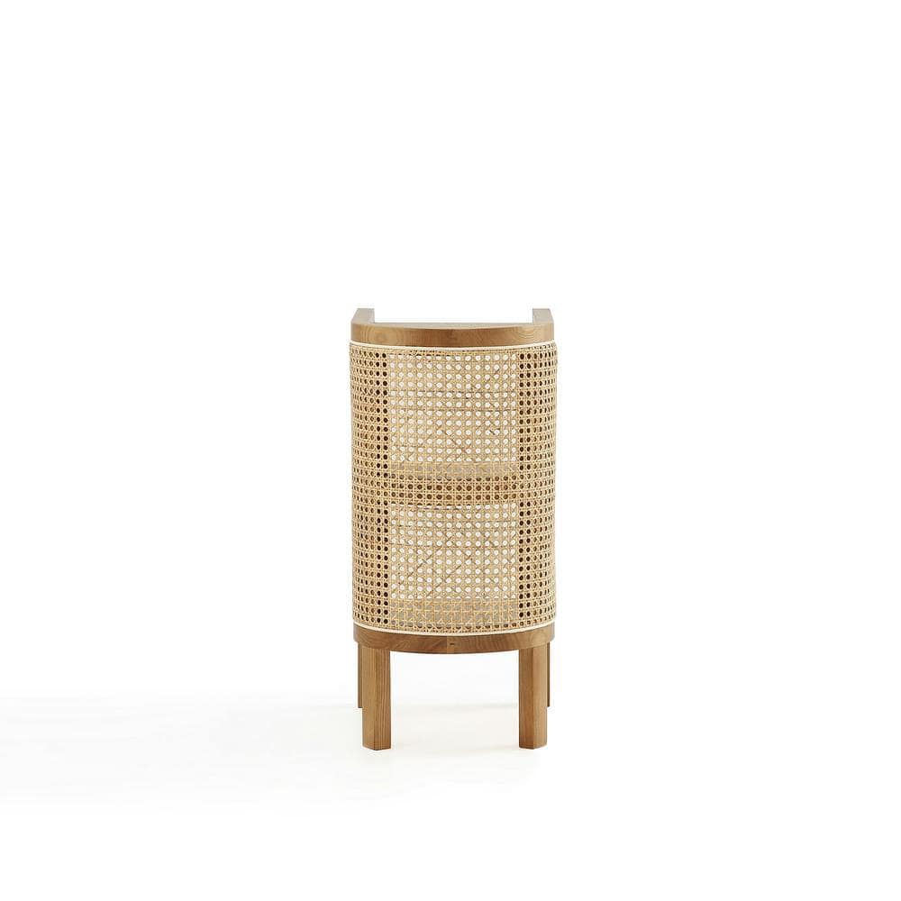 Tahitian Resort-Inspired Natural Ash and Rattan 2-Shelf End Table