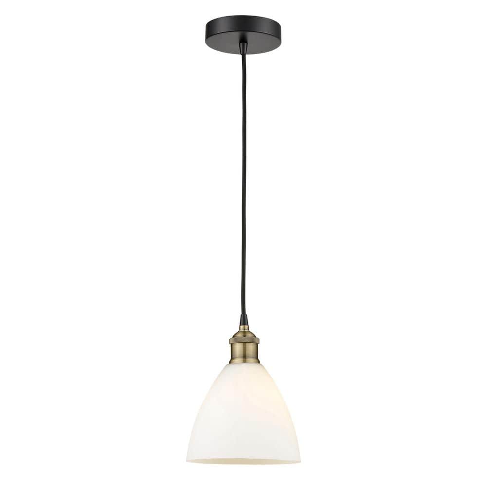 Edison Dome 100-Watt 1-Light Black Antique Brass Standard Mini Pendant Light with Painted Glass Shade, No Bulbs Included price history on PriceWatchPro