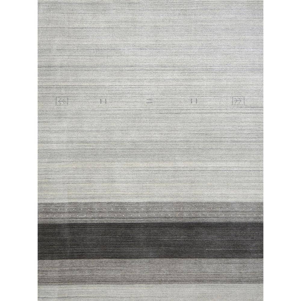 Amer Rugs Blend 9 ft. X 12 ft. Light Gray Striped Area Rug BLN1912AR