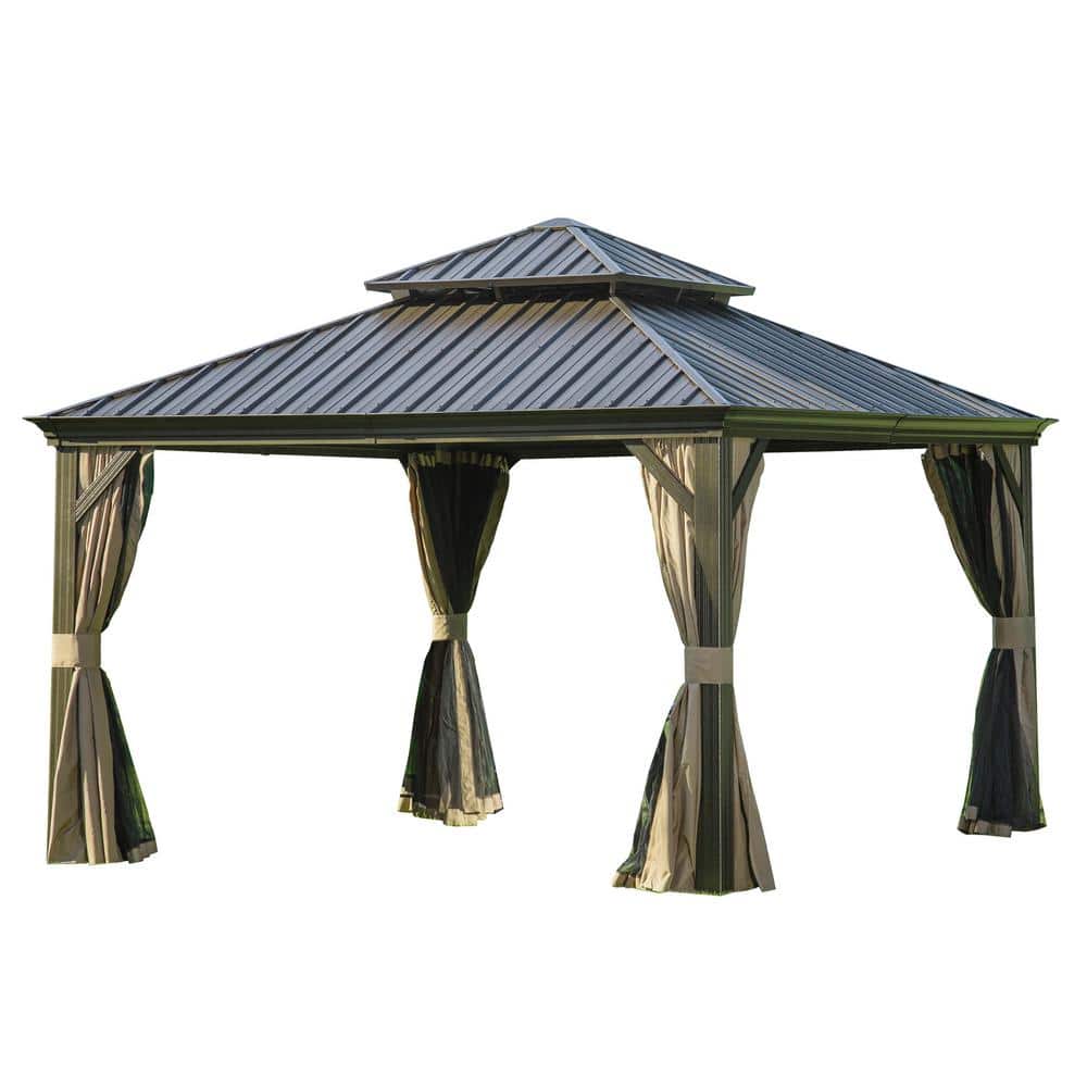 domi outdoor living 12 ft. x 12 ft. Aluminum Hardtop Gazebo with ...