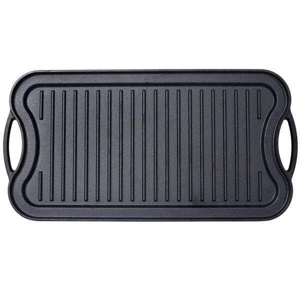 20 in. x 10 in. Pre-Seasoned Reversible Cast Iron Grill with Dual-Side Design, Oven-Safe and Induction Compatible