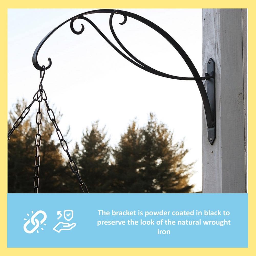 Black Steel Scroll Bracket for Large Hanging Baskets
