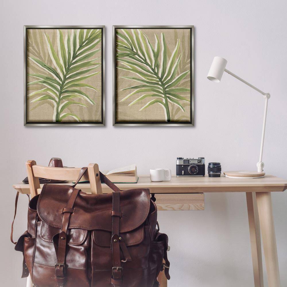 Natural Palm Leaves by June Erica Vess 2 Piece Gray Floater Frame Nature Graphic Art Print 31 in. x 25 in. price history on PriceWatchPro