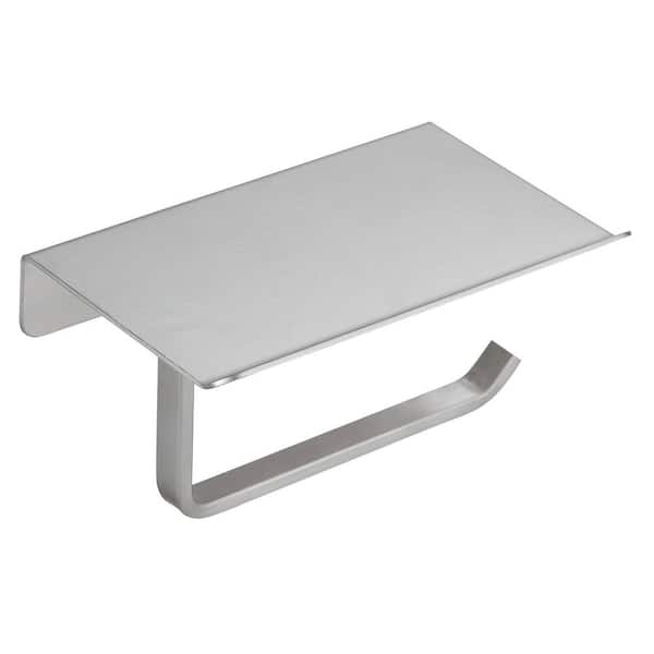 BWE Bath Wall-Mounted Single Post Toilet Paper Holder with Shelf Stainless Steel Tissue Paper Dispenser in Brushed Nickel