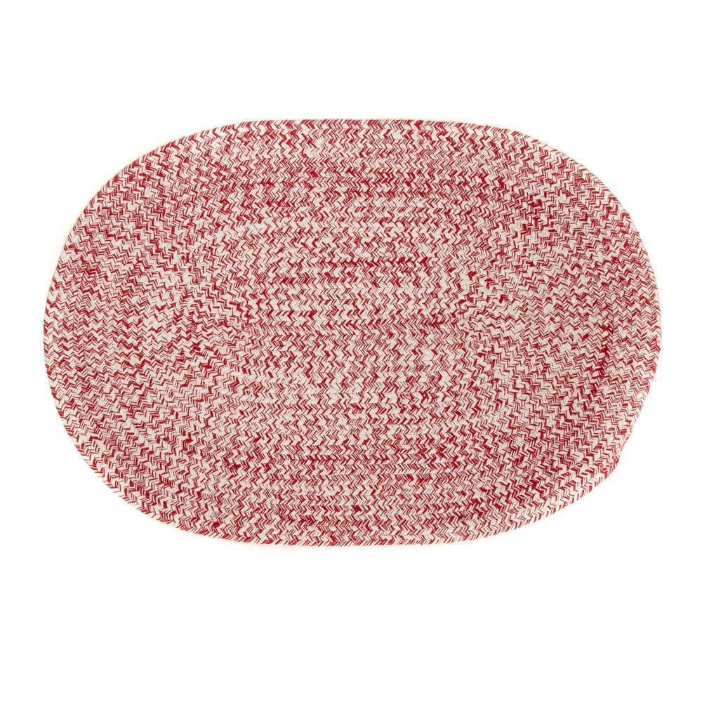 Super Area Rugs Braided Farmhouse Red 5 ft. x 7 ft. Oval Cotton Area ...