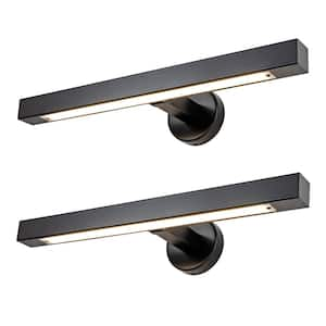 24 in. 1-Light Black LED Vanity Light, Solid Brass Modern Wall Sconce (Set of 2)