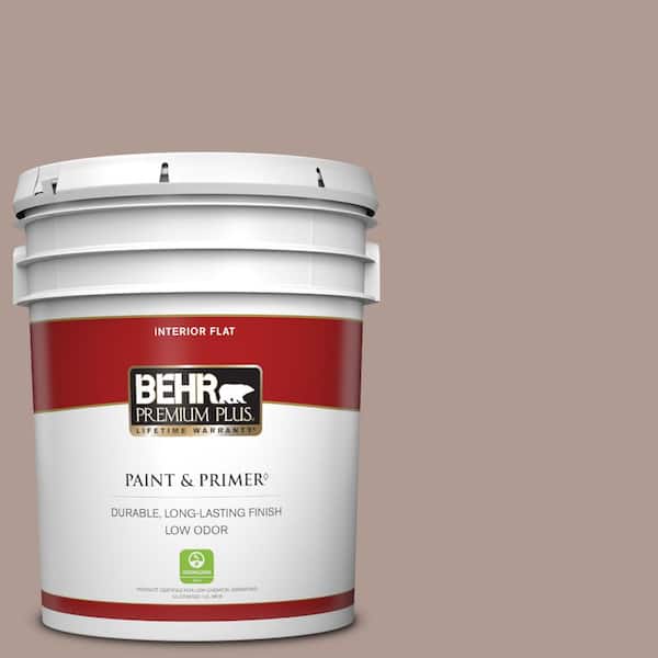 BEHR PREMIUM PLUS 5 gal. #N170-4 Coffee with Cream Flat Low Odor Interior Paint & Primer
