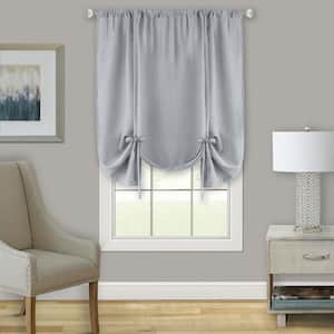 Darcy 58 in. W x 63 in. L Polyester Light Filtering Tie-Up Window Panel in Grey