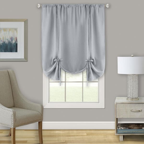 ACHIM Darcy 58 in. W x 63 in. L Polyester Light Filtering Tie-Up Window Panel in Grey