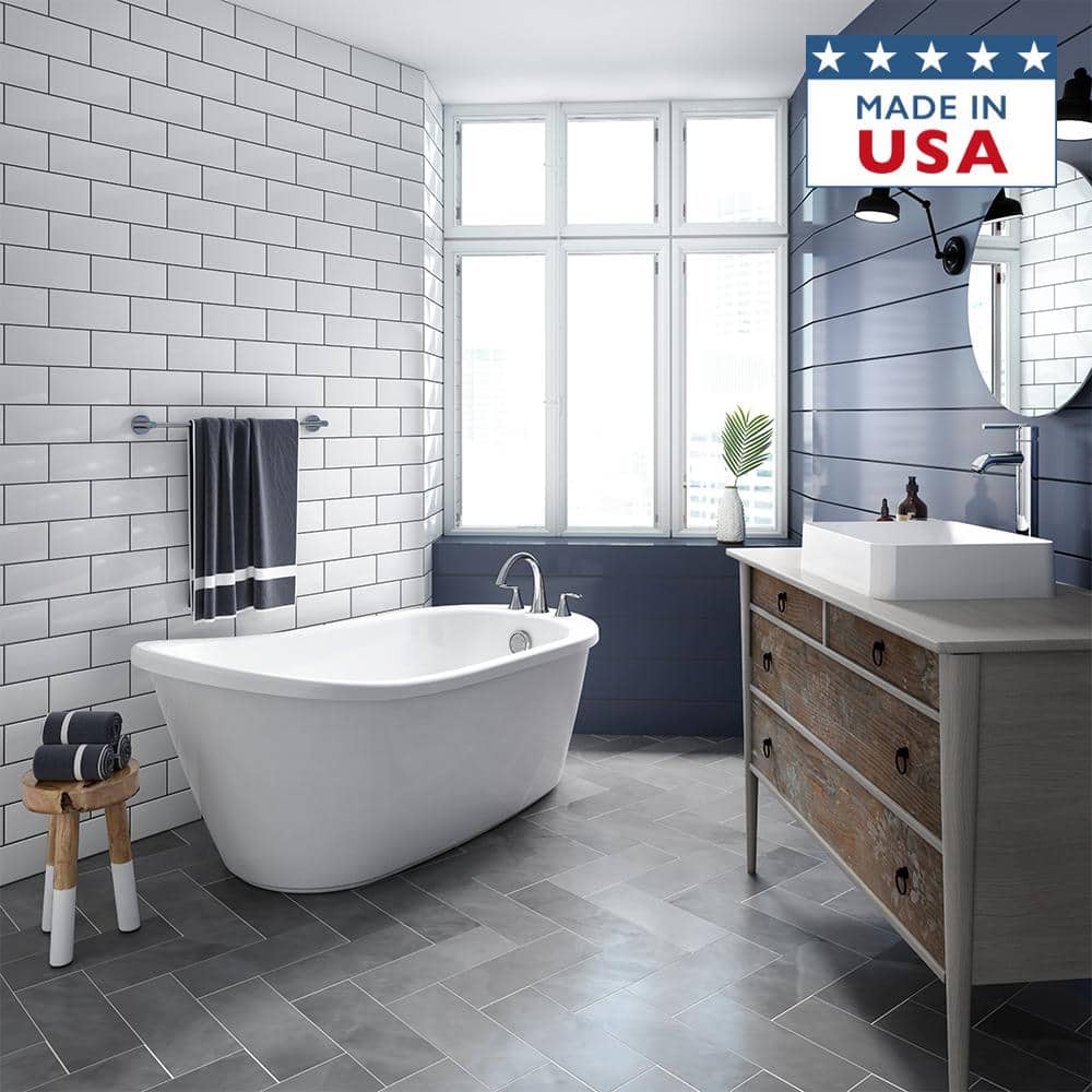 Piccolo 59" White Acrylic Freestanding Soaking Bathtub