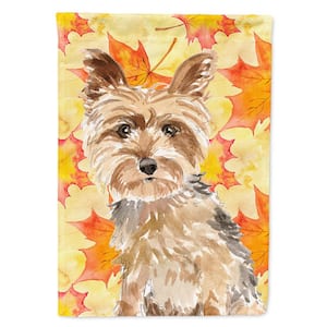 28 in. x 40 in. Polyester Fall Leaves Yorkie Yorkshire Terrier Flag Canvas House Size 2-Sided Heavyweight