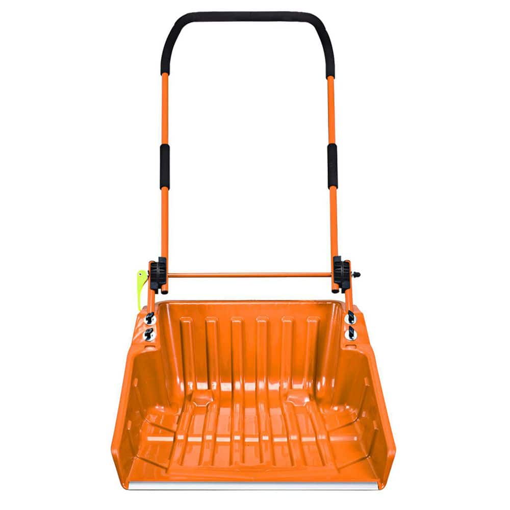 Alpulon 58 in. Orange Steel Handle Plastic Folding Snow Shovel Pusher