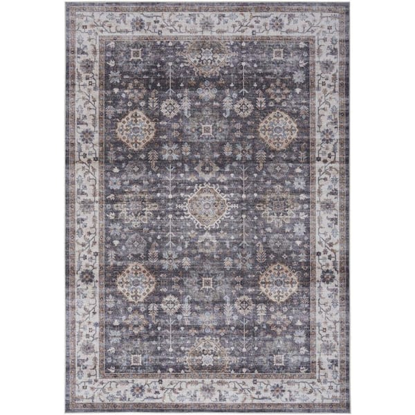 Nourison Fulton Charcoal 5 ft. x 7 ft. Vintage Persian Traditional Area Rug