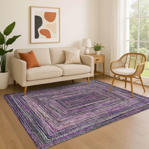 Mayfield Premium Machine Washable Abstract AMF1725 Purple 3 ft. x 5 ft. Area Rug