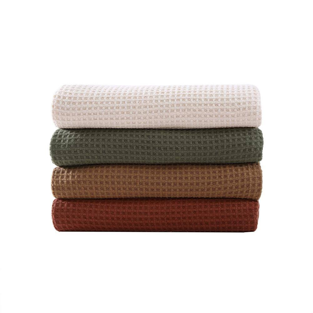 Full Brown Cotton Knitted Reversible Blanket Set