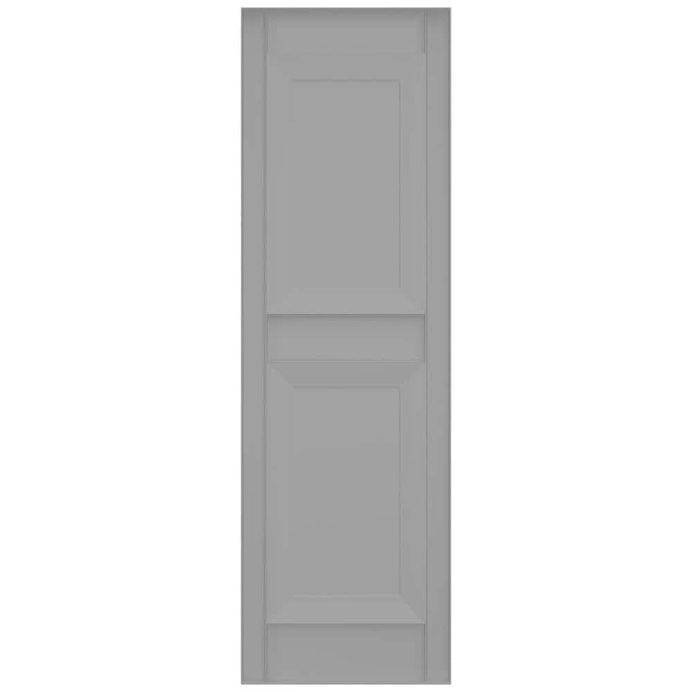 12"W x 57"H Gray Vinyl Raised Panel Shutters, Paintable