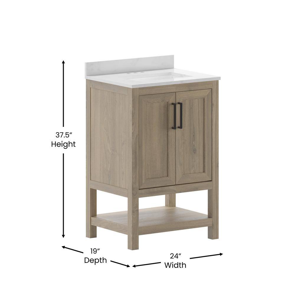 Vivien 25" Brown Composite Bathroom Vanity with Stone Top