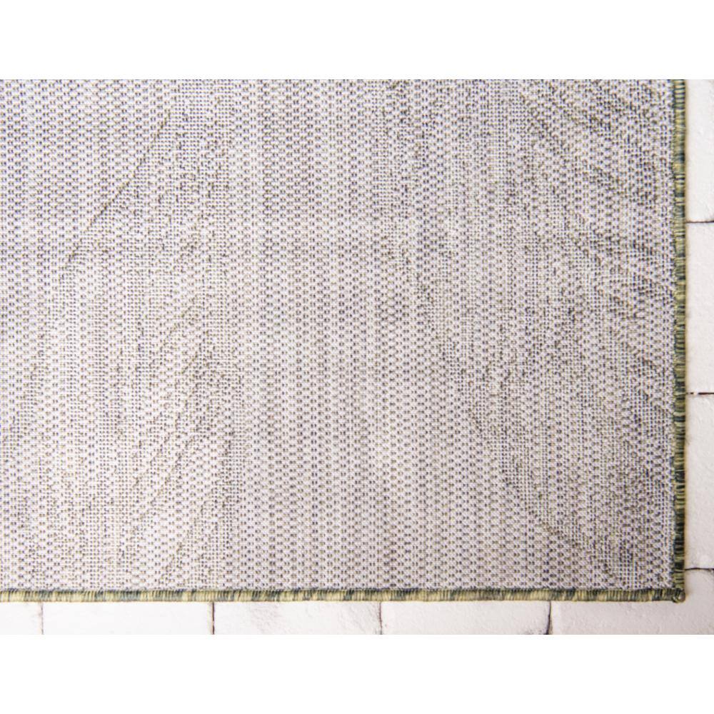 Green and Ivory Botanical Leaf Outdoor Rug, 9' x 12', Synthetic