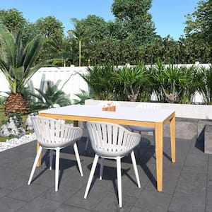 Lovaina 5-Piece White Eucalyptus Wood Outdoor Dining Set