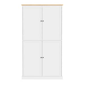 40.2 in. W x 20 in. D x 71.3 in. H Freestanding Kitchen Pantry Cabinet in White with 2 Drawers, 2 Shelves