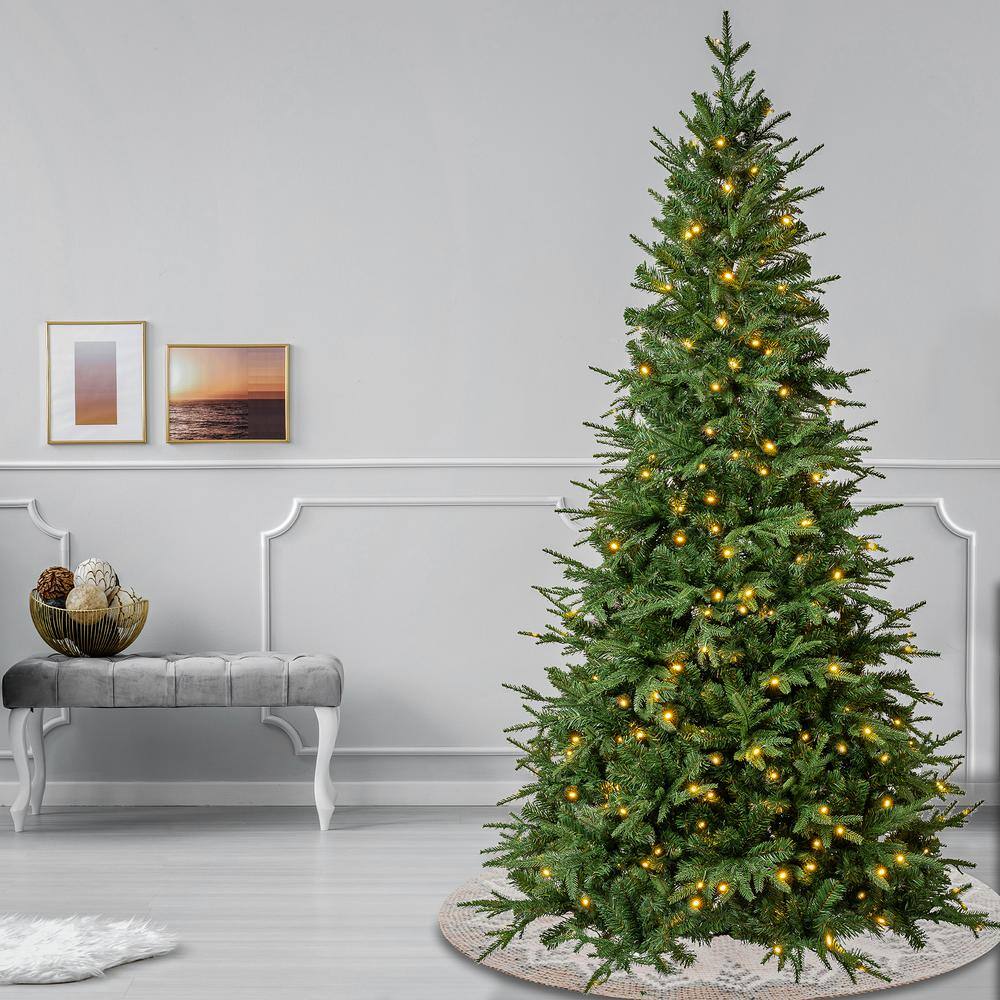 7.5 ft Green Spruce Christmas Tree with Warm White LED Lights
