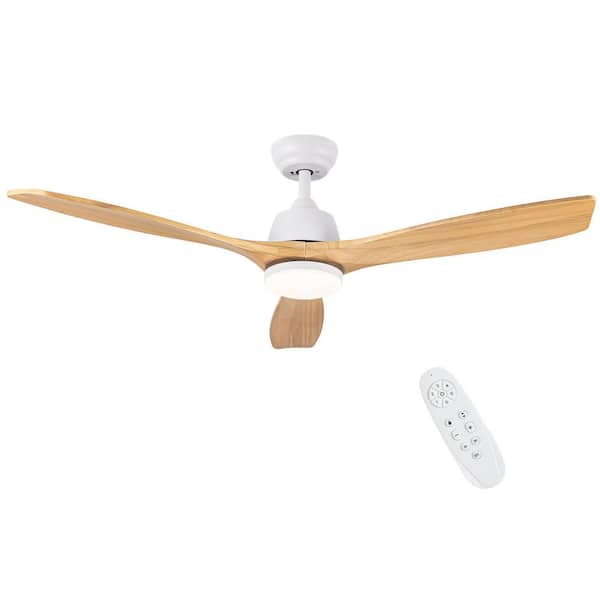 Keazile 52 in. Indoor Natural White Housing Ceiling Fan with Dimmable LED Light and Remote Control for Bedroom, Living Room