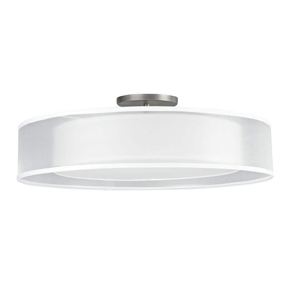 Bankloft 6-Light Semi-Flush-Mount Drum Light - Polished Nickel