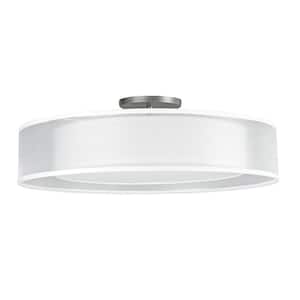 Cortez 24" LED Semi-Flush - Satin Nickel Metal - White/White Shade