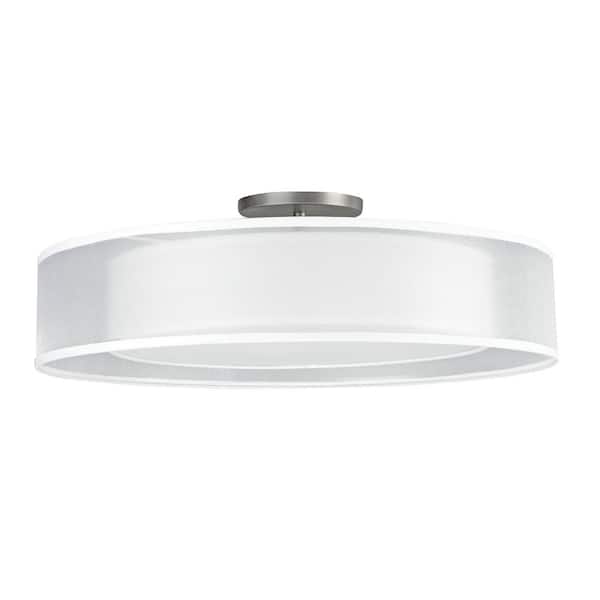 AFX Cortez 24" LED Semi-Flush - Satin Nickel Metal - White/White Shade