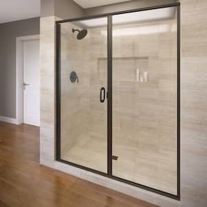Infinity 46 in. x 72-1/8 in. Semi-Frameless Hinged Shower Door in Oil Rubbed Bronze with AquaglideXP Clear Glass
