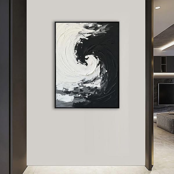 "Continuum" Framed Abstract Wall Art Print Hand Painted 48 in. x 36 in.