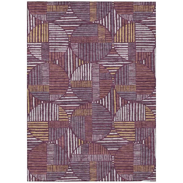 Chantille Machine Washable Indoor/Outdoor Abstract ACN2700 Eggplant 8 ft. x 10 ft. Area Rug